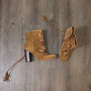 Ankle booties with embroidery